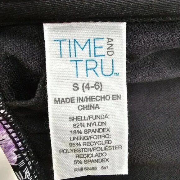 Time and Tru Black Floral Padded Adjustable Strap Bikini Top Swimwear Small - Picture 7 of 7